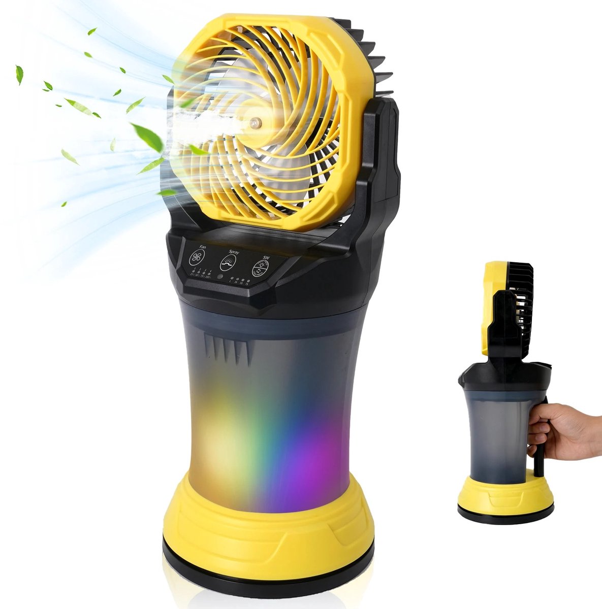 VidaStore watercooler - Ventilator - Watercooler - Tafelventilator - Ventilator staand - LED licht - Waterreservoir 2 L - 20x46 cm