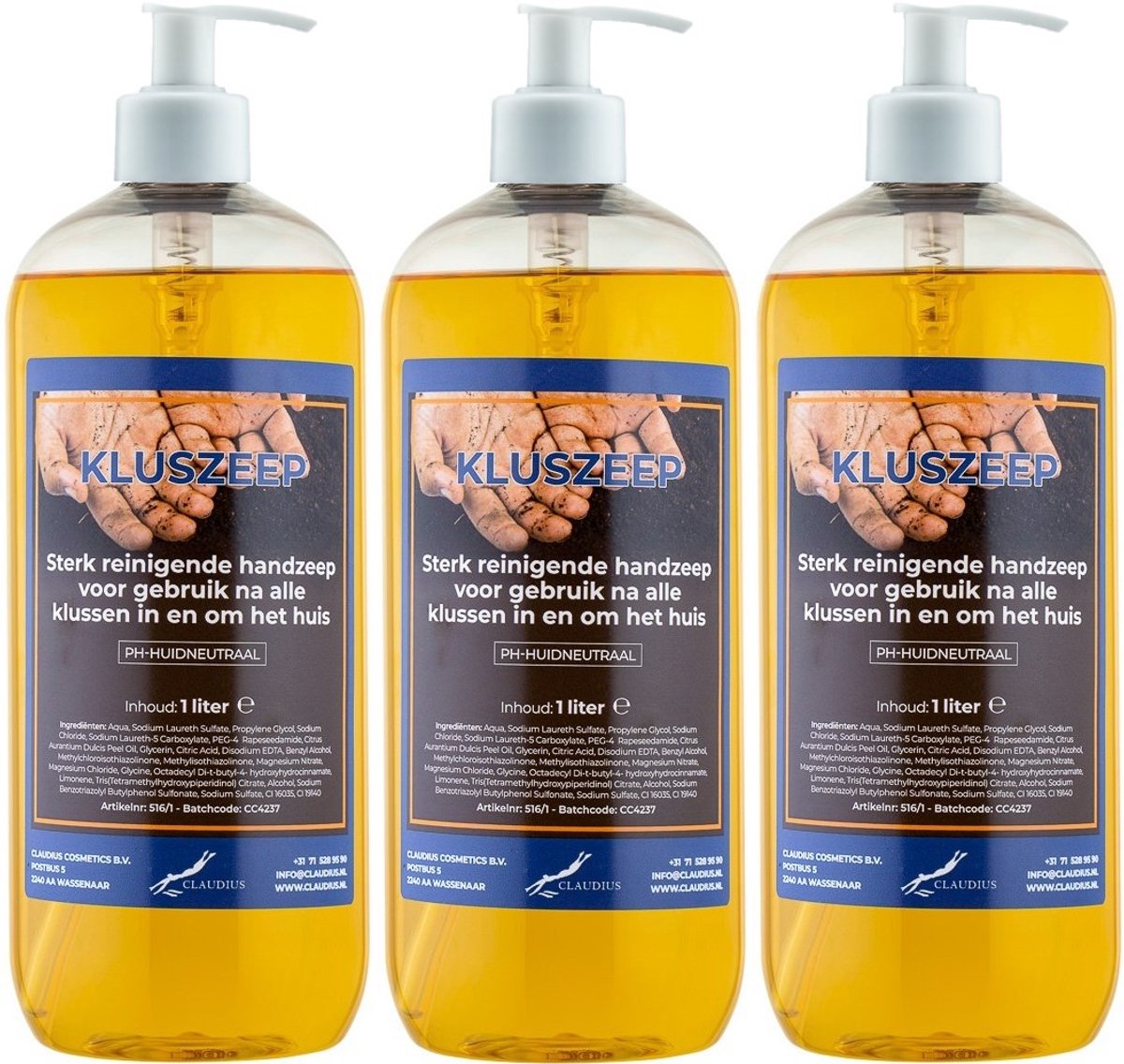 Kluszeep 1 liter - set van 3 stuks - met gratis pomp - Voordeelverpakking