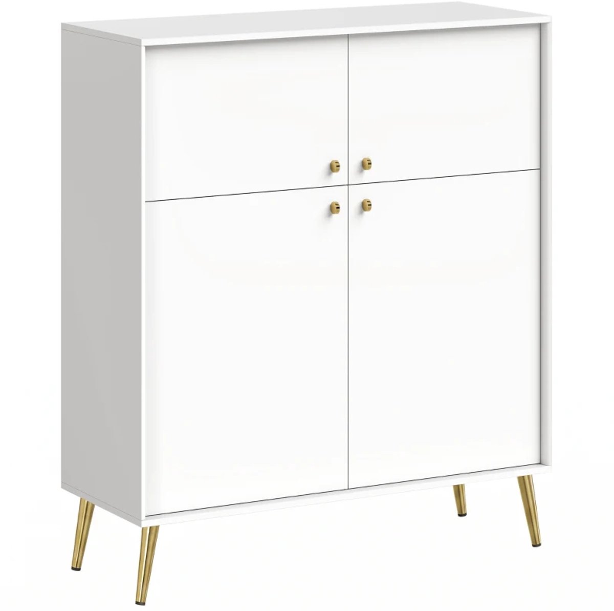 Dressoir - Modern - 42 Inch Buffetkast Met Metalen Poten - Voor Eetkamer En Keuken - Crèmewit