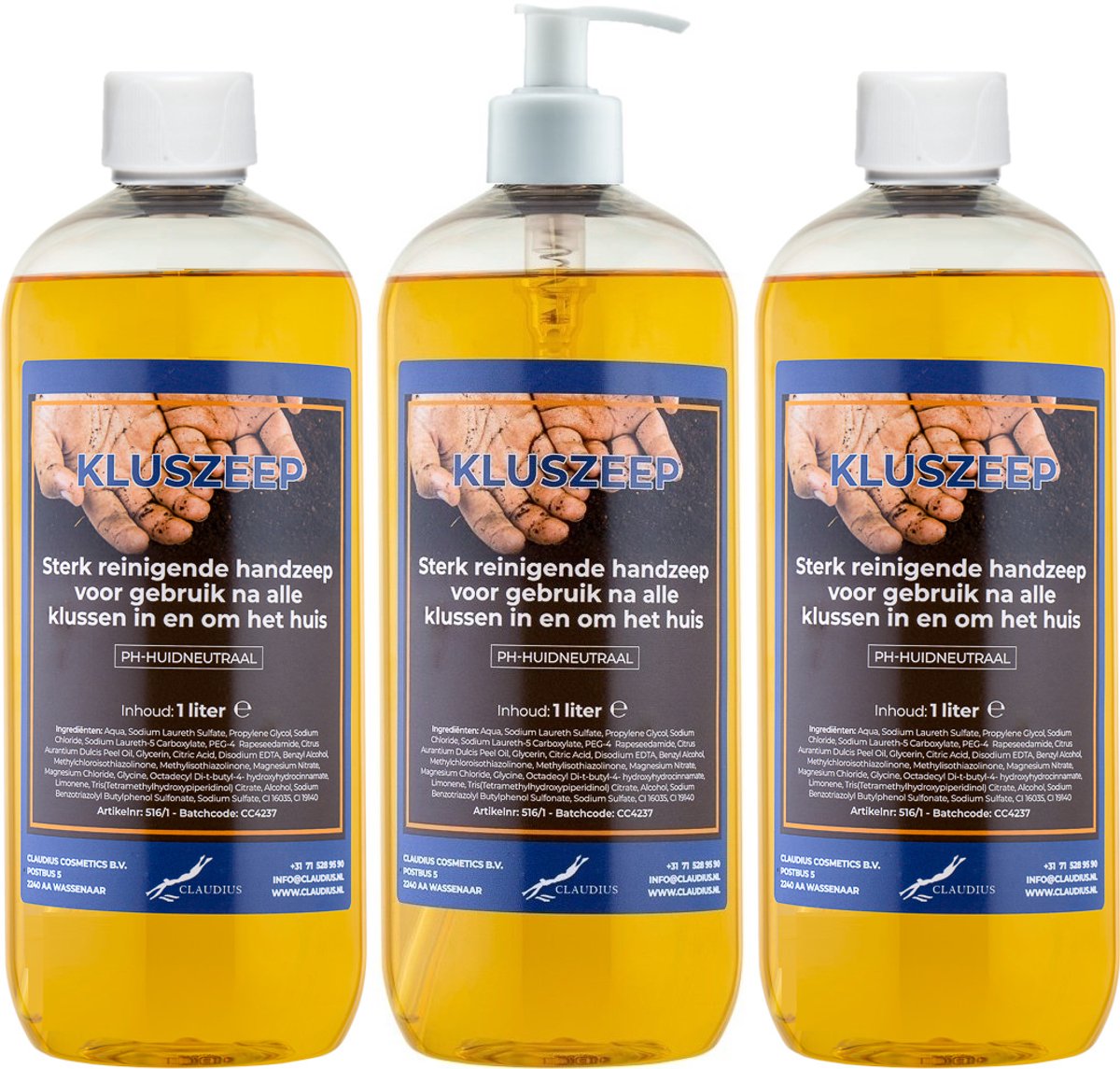Kluszeep 1 liter - set van 3 stuks - met gratis pomp - Voordeelverpakking