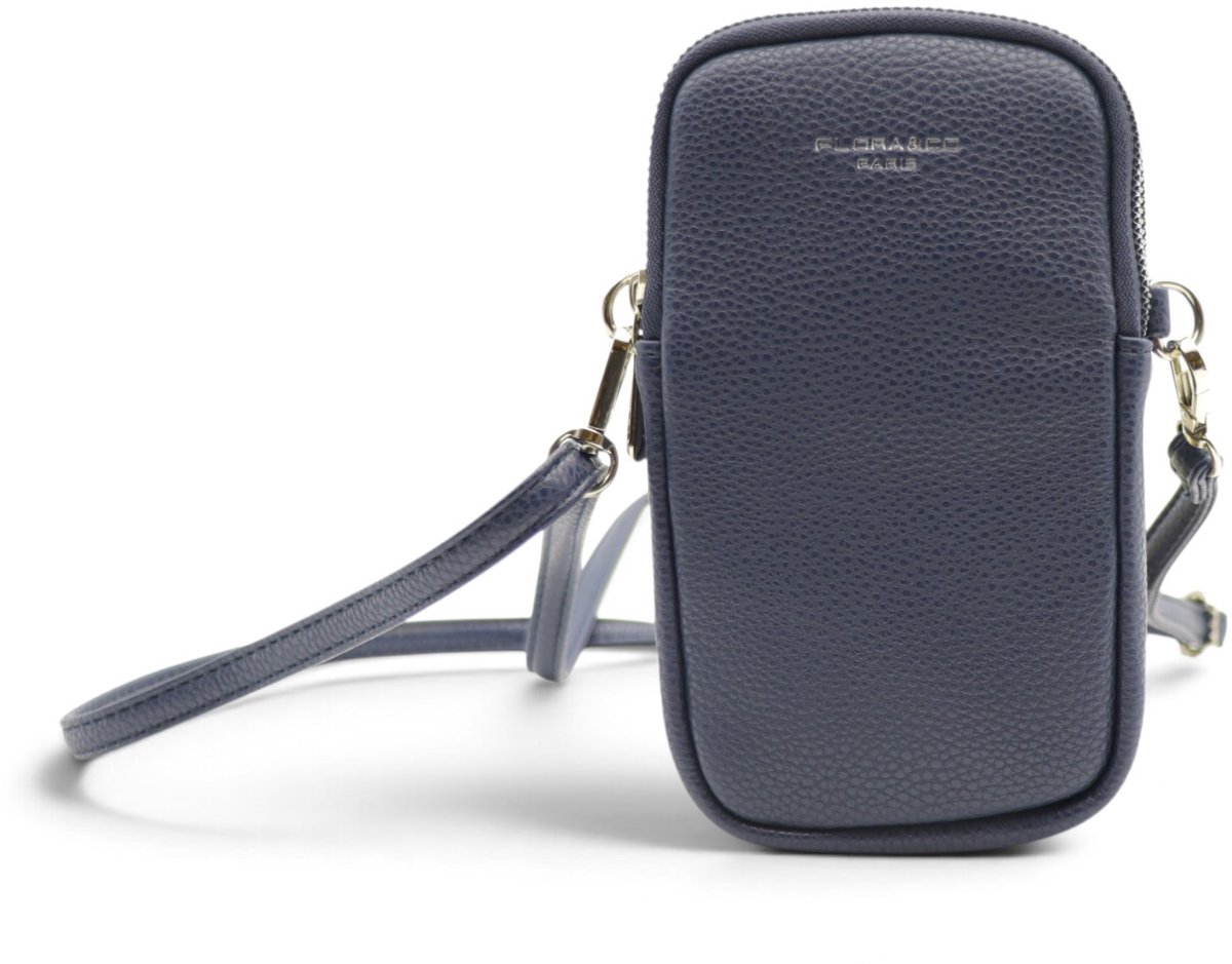 Flora & Co - Paris - Handig Crossbody hand/telefoontasje voor mobiel - gsm - blauw - 2 vakken