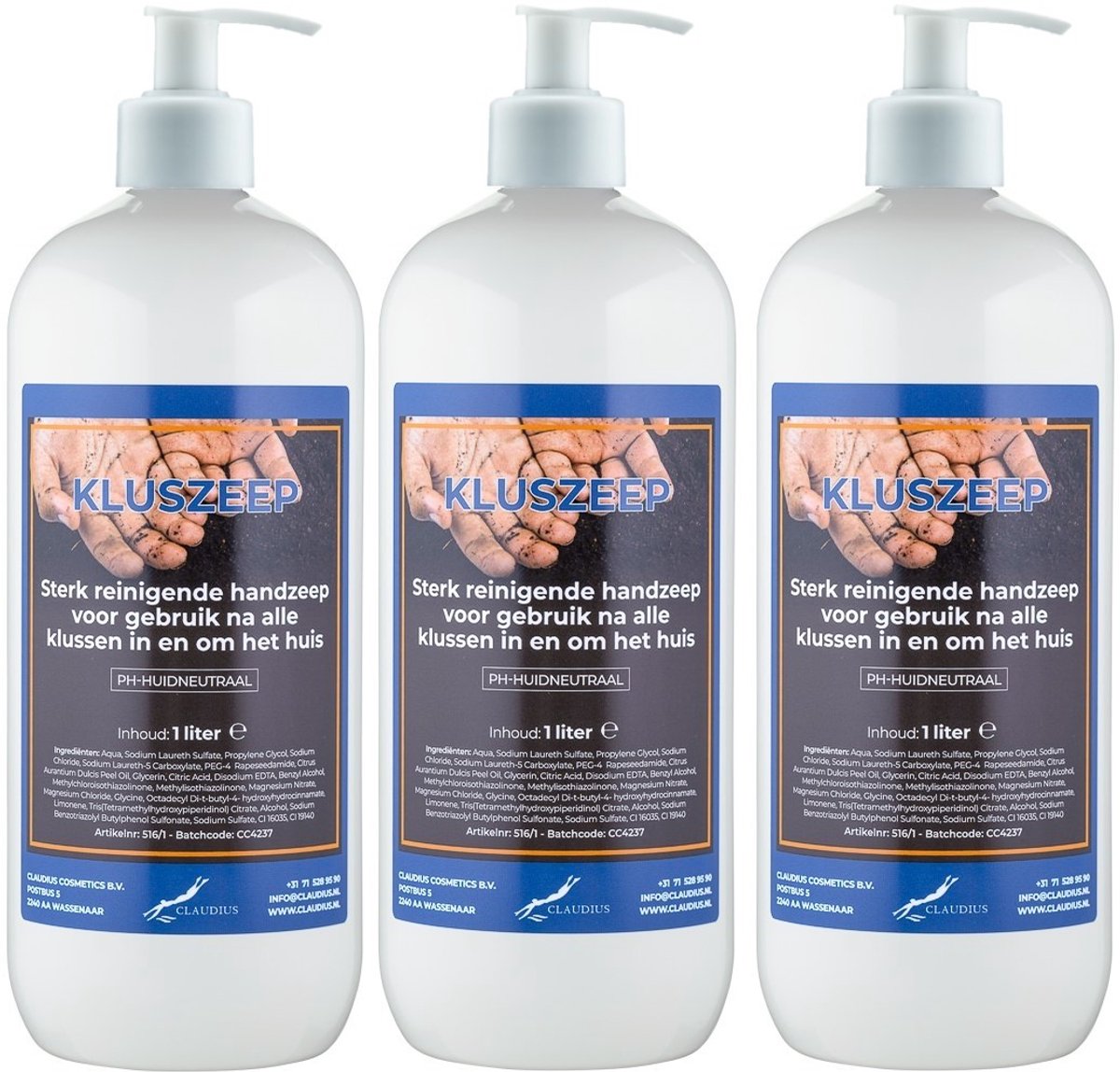 Kluszeep 1 liter - set van 3 stuks - met gratis pomp - Voordeelverpakking