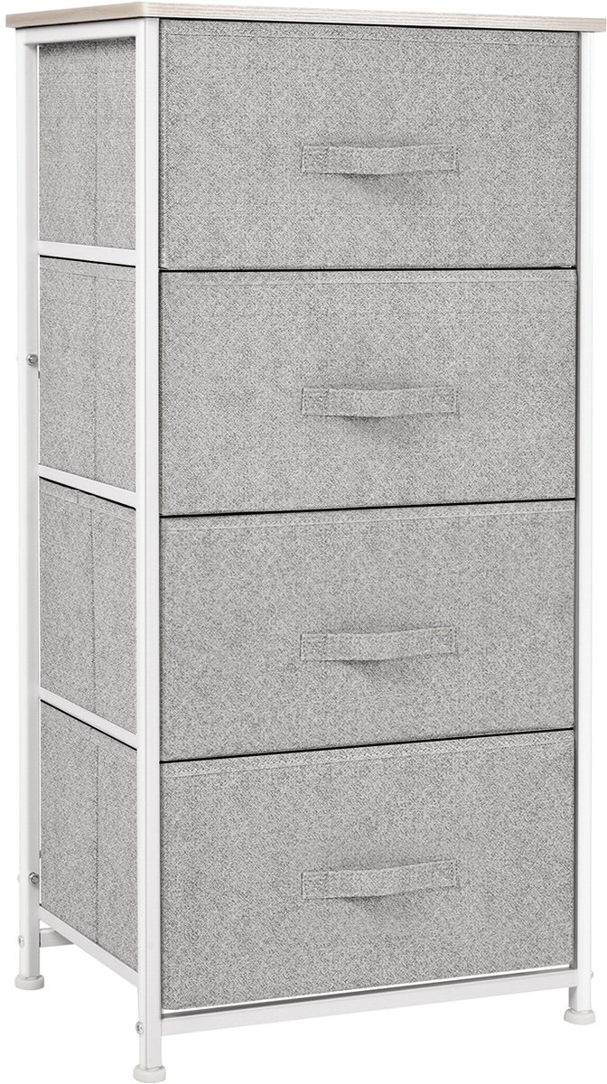 HOMCOM Stoffen Commode - Staal - 45x30x92cm - Grijs