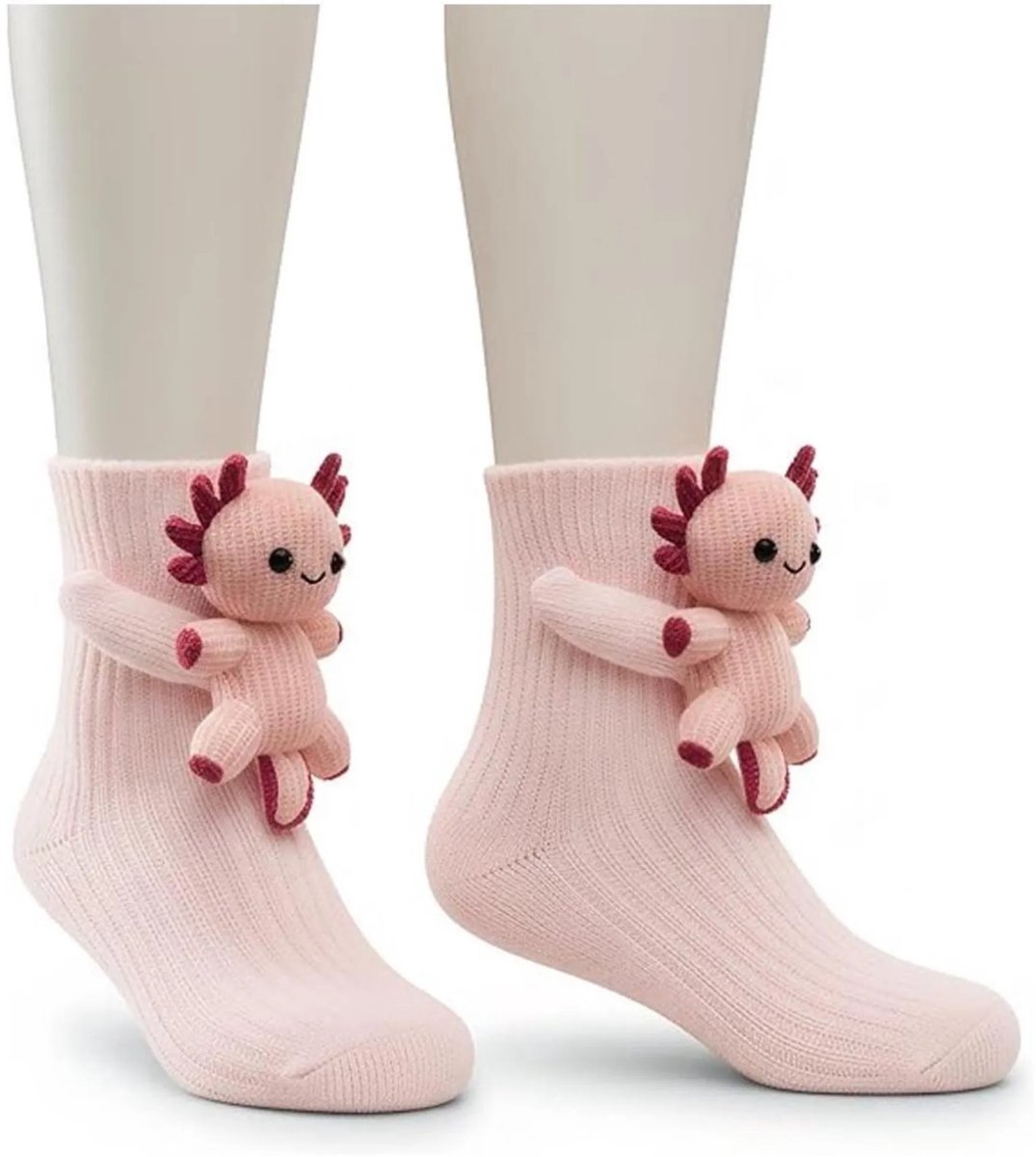 Casalora – Sokken Dames – 3D Dieren Sokken – Gebreide Roze Drakentje Sokken – Warme Wintersokken – Eén Maat – Casual Katoenen Sokken