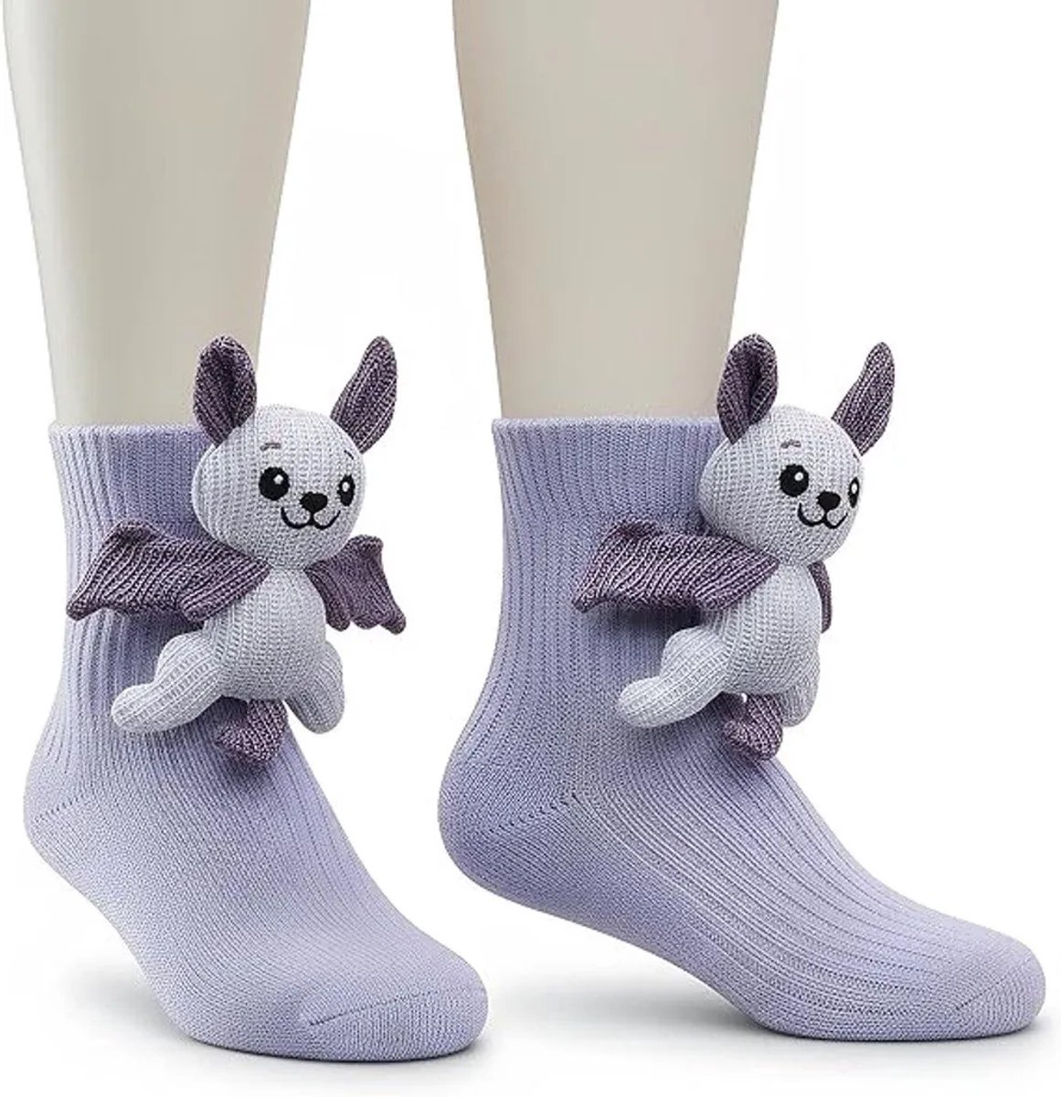 Casalora – Sokken Dames – 3D Dieren Sokken – Gebreide Vleermuis Sokken – Warme Wintersokken – Eén Maat – Casual Katoenen Sokken