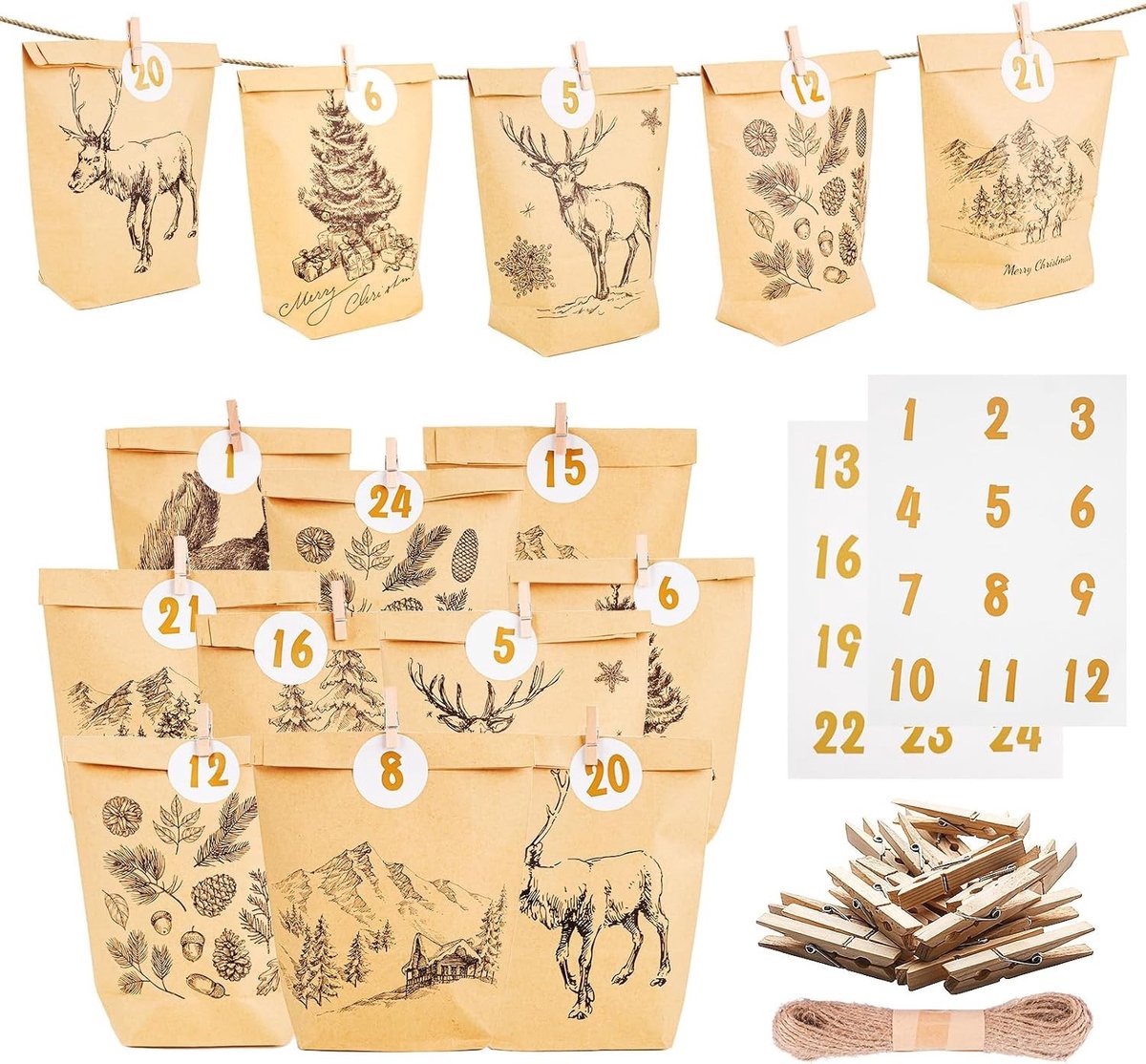 Adventskalender - Kleur 4 - Decoratieve Kerstkalender met Aftelling van 24 Dagen - Voor Volwassenen