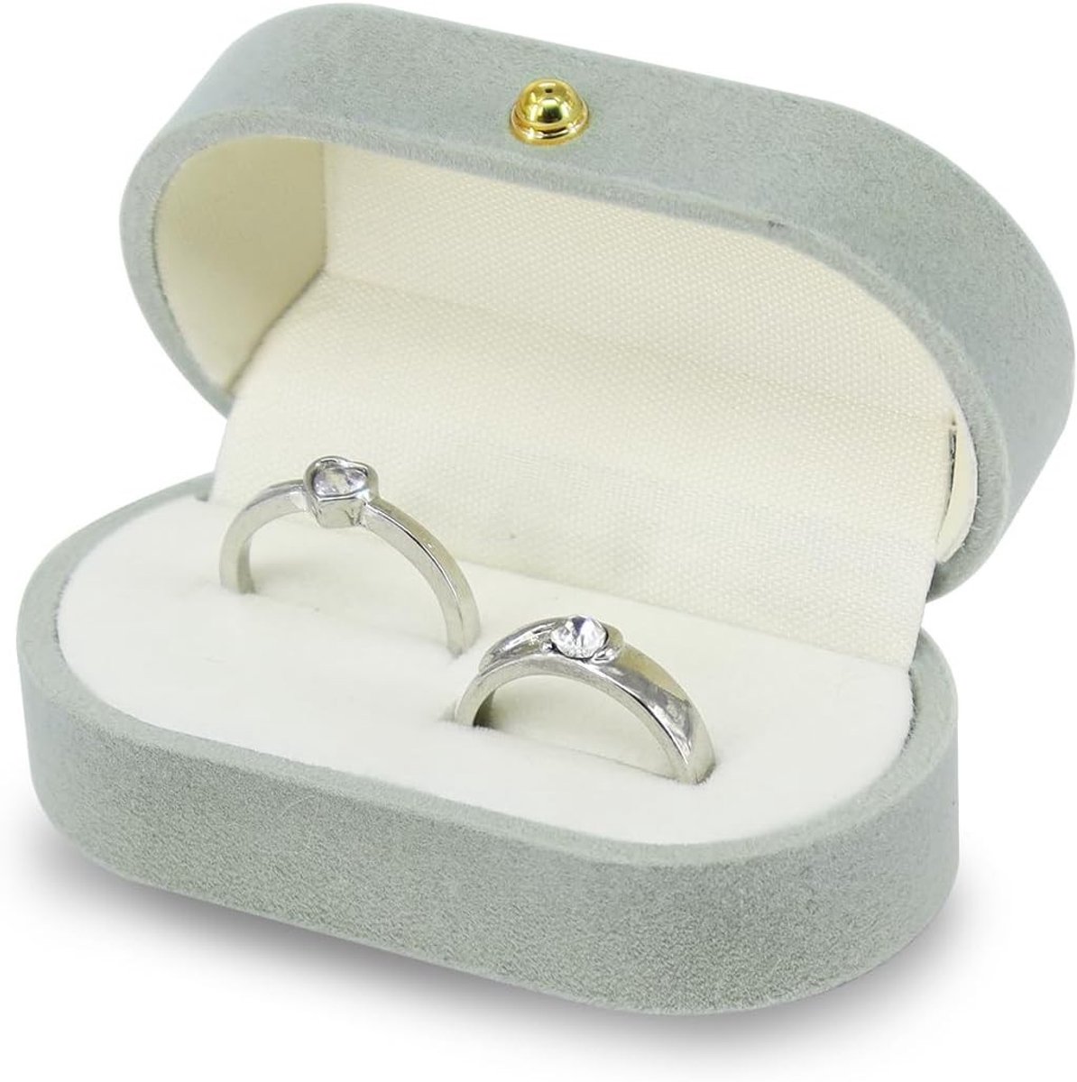 Elegante Ringdoos van Fluweel voor Trouwringen en Sieraden - Luxe Cadeau voor Verlovingen en Speciale Gelegenheden (Grijs)