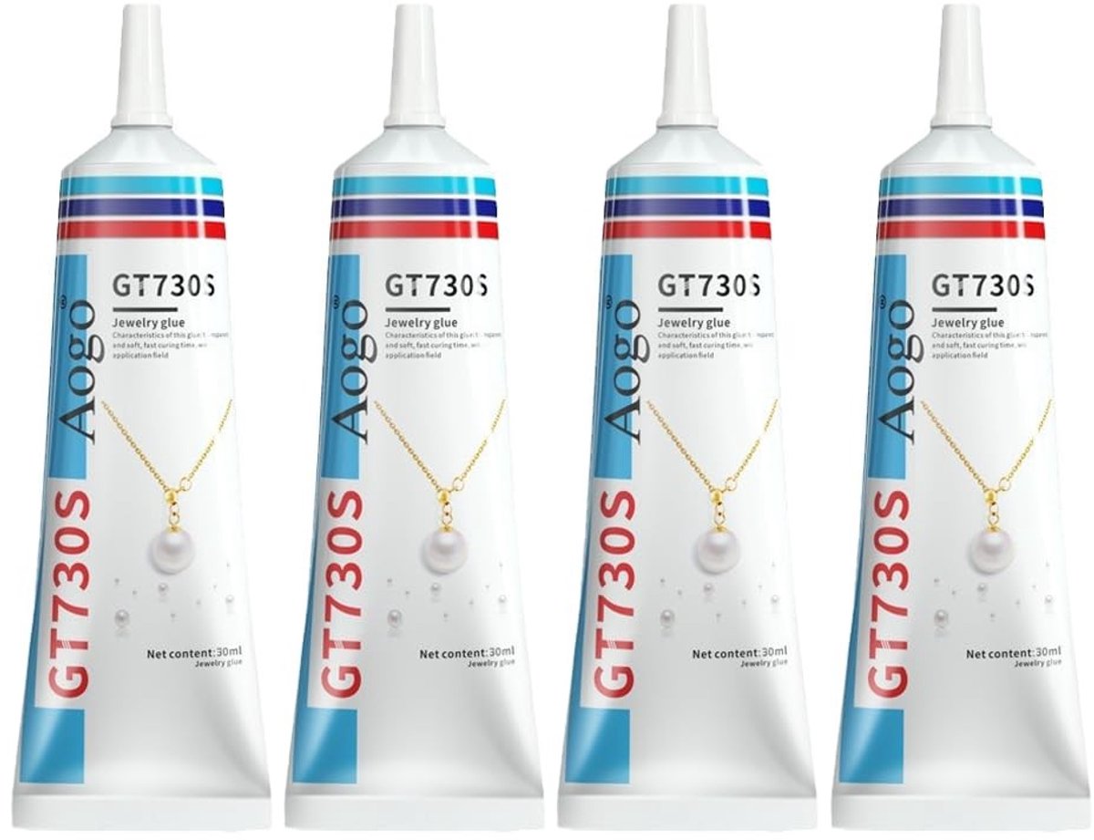 Extra sterke transparante sieradenlijm - 4 stuks van 30ml voor steen, glas, leer en kunststof reparatie
