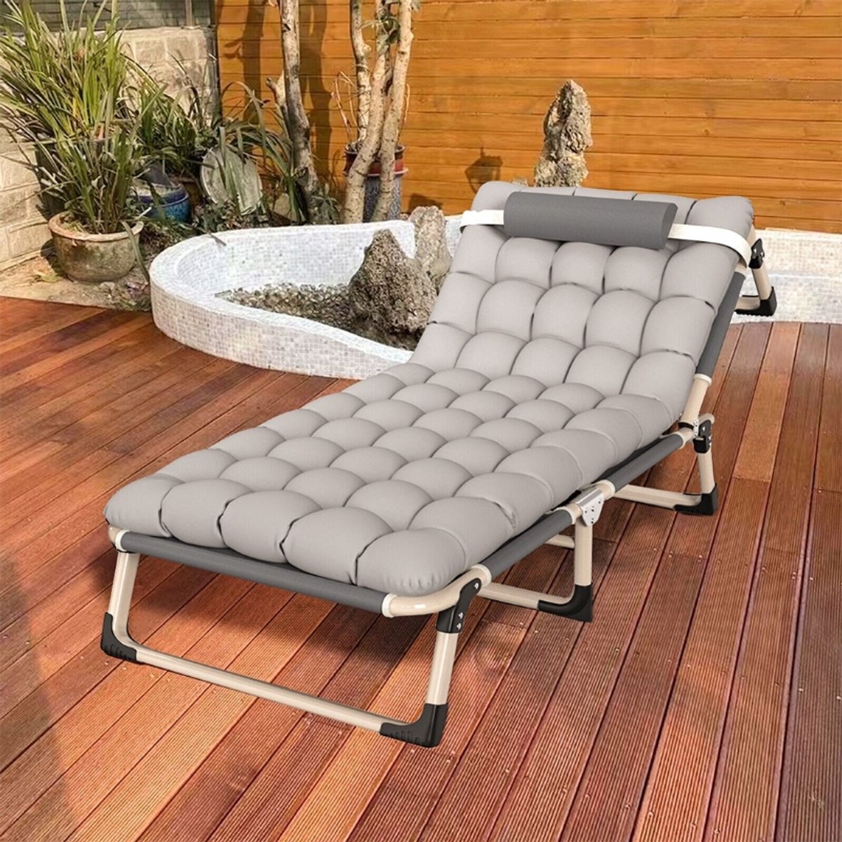 Opklapbaar bed voor kamperen en reizen, stevig, opvouwbaar, lichtgewicht, voor volwassenen, inclusief matras thumbnail 5