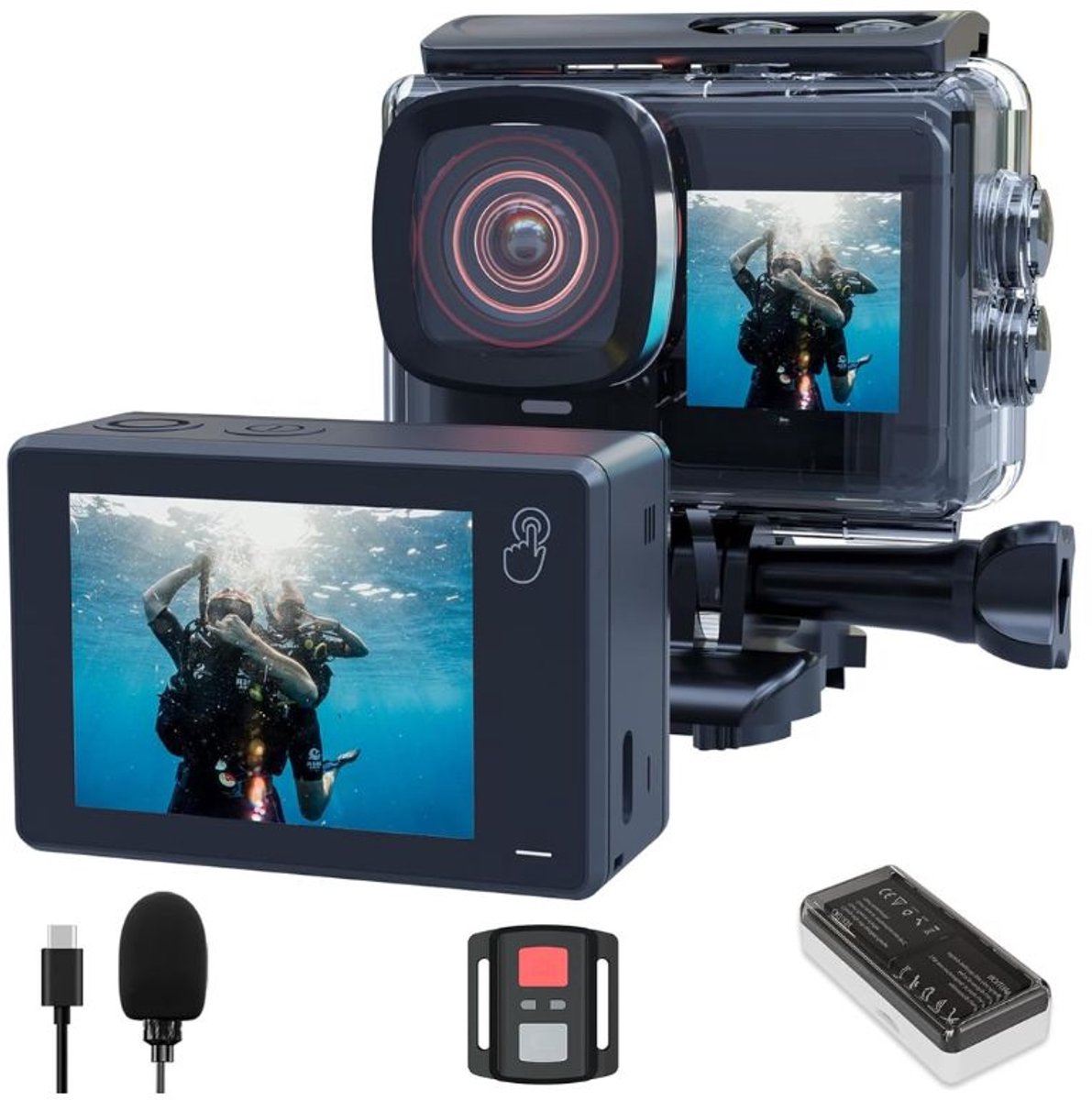 CRLYN® Onderwatercamera - Actiecamera Waterdicht - Camera voor Onderwater -Zwart