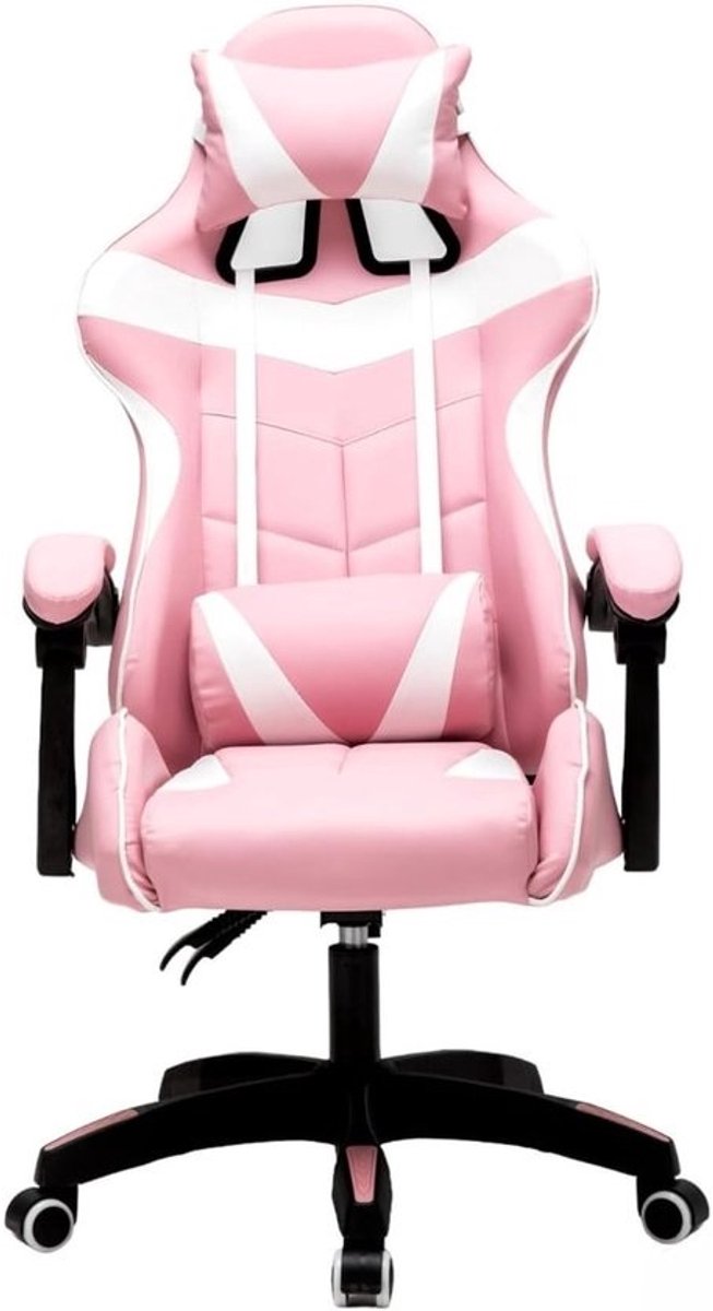 Ergonomische Gaming Stoel - Roze-Wit - Verstelbare Rugsteun - Neksteun Inbegrepen - Voor Gamers