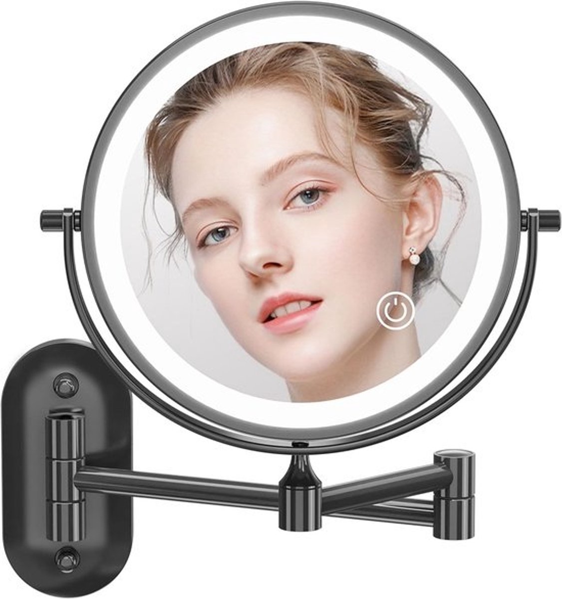 Dimbare LED Make-up Spiegel met 1X/10X Vergroting voor Wandmontage