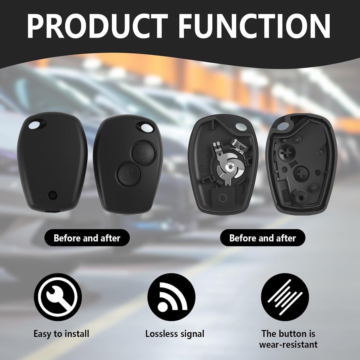 Vervangende 2-Button Sleutelhuis voor Dacia Sandero, Duster, Lodgy, Logan en Dokker - Inclusief VA2 Sleutelblad en Schroevendraaier voor Eenvoudige Installatie