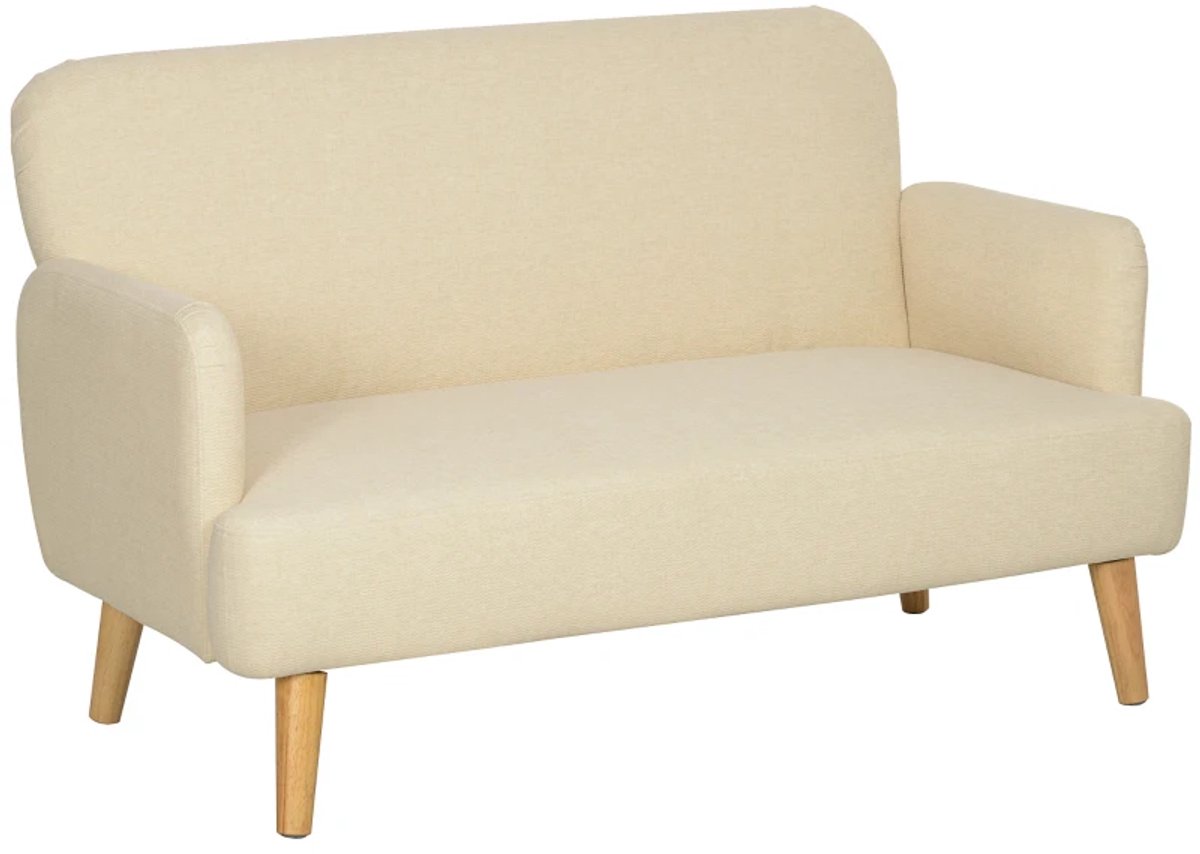 2-zitsbank Compact - Huidvriendelijke Hoes - Draagvermogen Tot 240 kg - 130 x 74 x 79 cm - Crèmewit