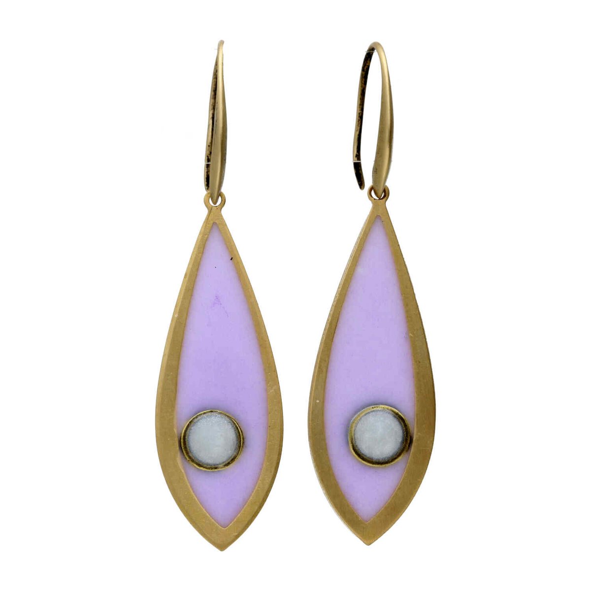 Bela Donaco - Oorbellen – Resin Art – Messing – Lila druppel