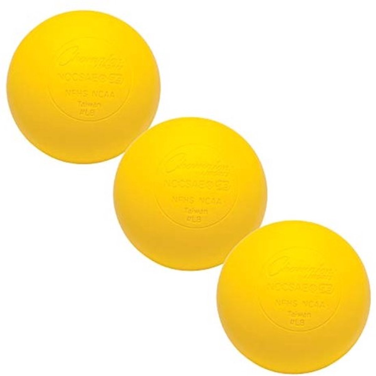 Professionele lacrosse ballen - officiële maat, NOCSAE gecertificeerd - set van 3 - in geel