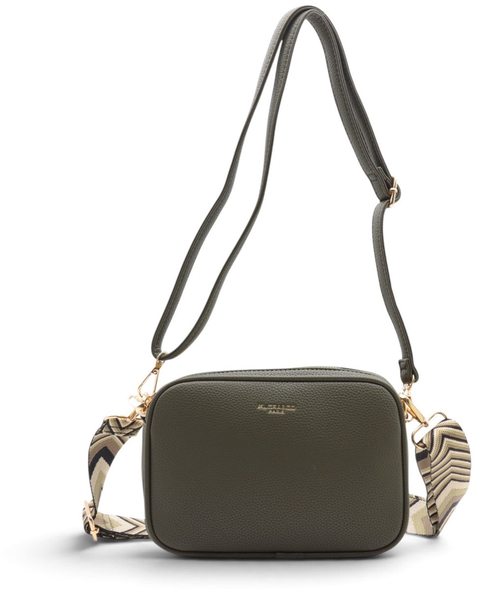 Flora&Co - Paris - Crossbody handtas - 2 vakken met rits - instelbare riem - kaki - lange riem 130cm