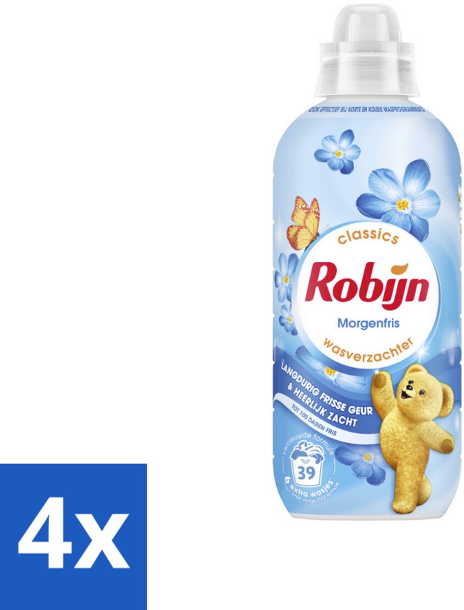 4 x Robijn – Wasverzachter – Morgenfris – 780 ml - Wasverzachter - Wasgeur - Kleding Verzachter - Frisse Geur - Slijtage Verminderen