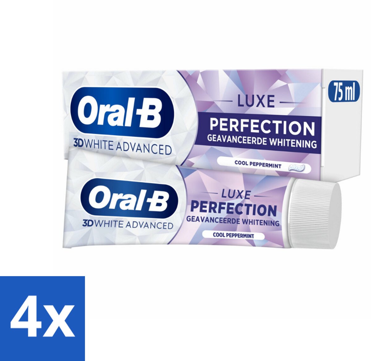 4 x Oral B - Tandpasta - 3D White Advanced - Luxe Perfection - 75ml - Witte Tanden - Tandpasta - Tanden Reinigen - Vlekken Verwijderen - Glanzende Tanden