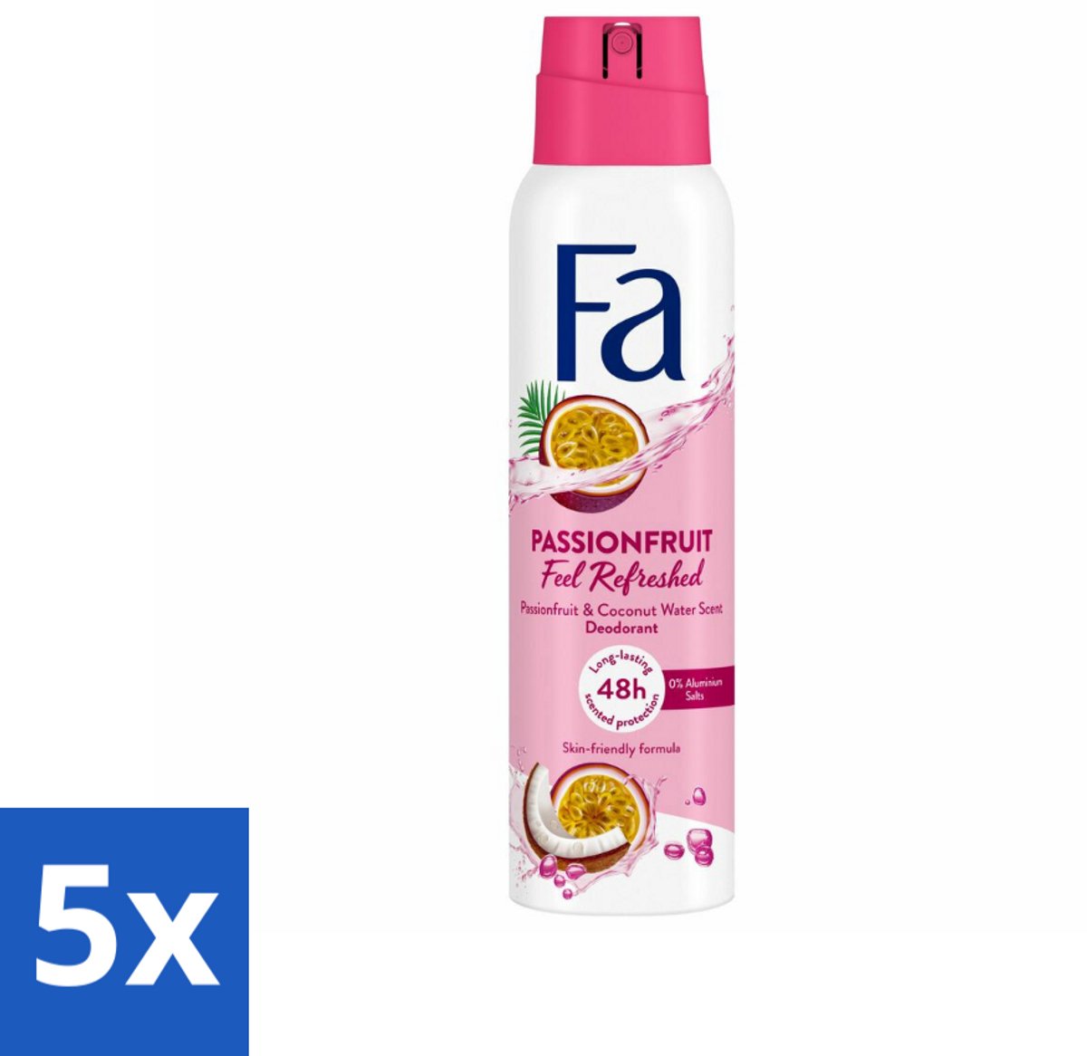 5 x Fa – Deodorant Spray – Passion Fruit – 150 ml - Deodorant Spray - Fruitige Geur - Passievrucht - Zweetvermindering - Geurvermindering