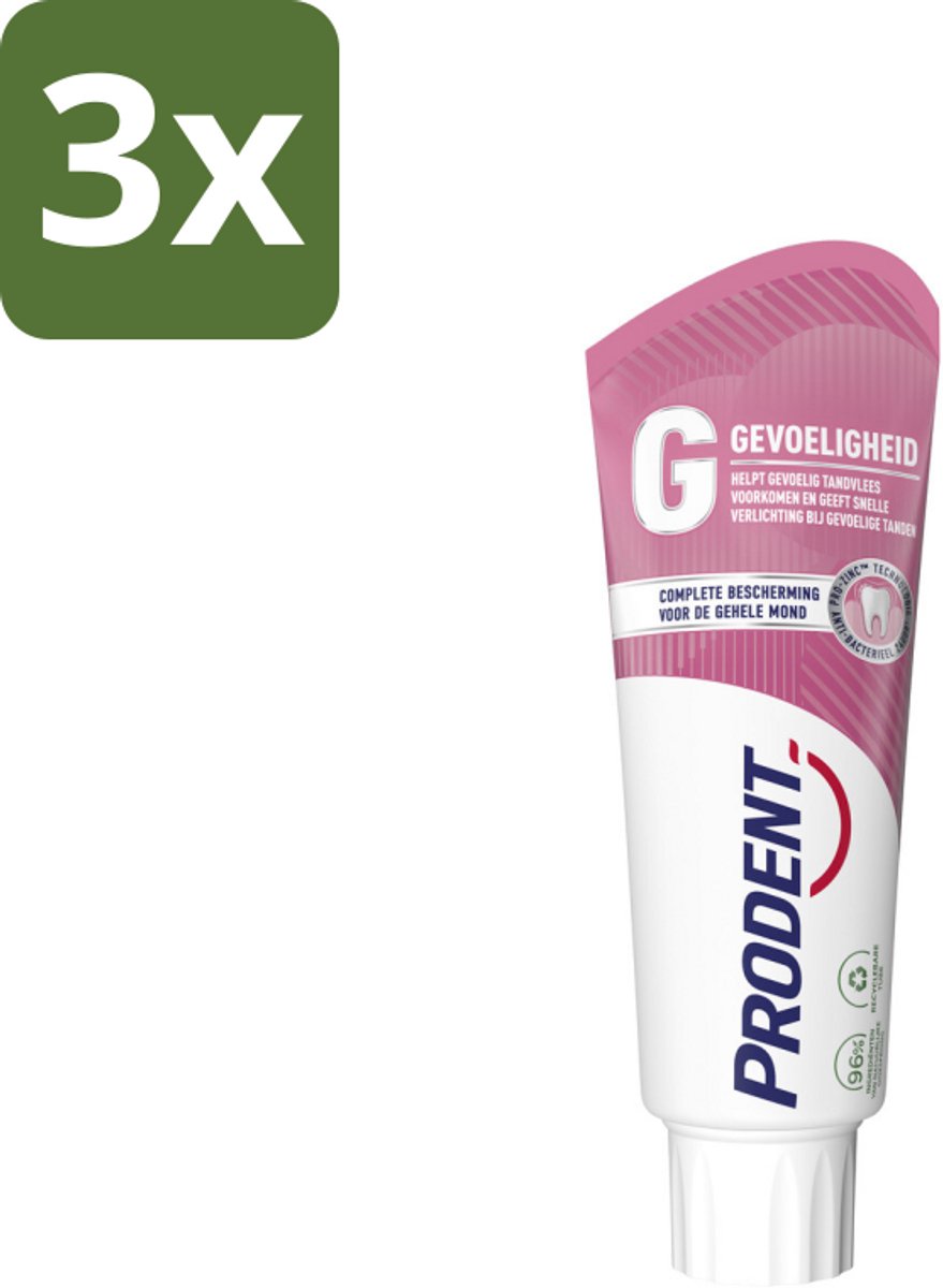 Prodent Tandpasta – Gevoeligheid – Pro-Zinc Technologie – 3 x 75 ml