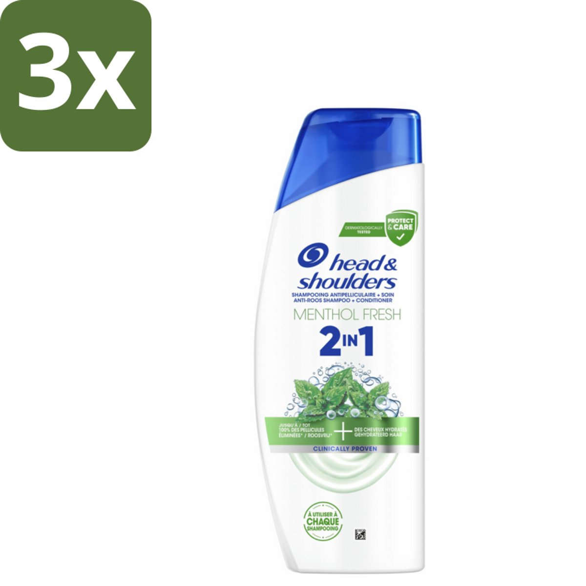 3 x Head & Shoulders – 2-in-1 – Menthol Fresh – 300 ml - Anti-roos Shampoo - 2-in-1 Shampoo - Menthol Shampoo - Roosbestrijding - Shampoo Voor Hoofdhuid