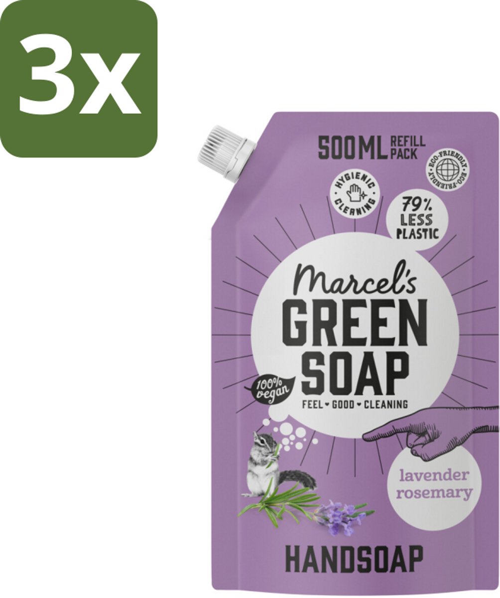 3 x Marcel’s Green Soap – Handzeep Navulling – Lavendel & Rozemarijn – 500 ml - Kabel - Kabels - Kabelsysteem - Kabelsysteem