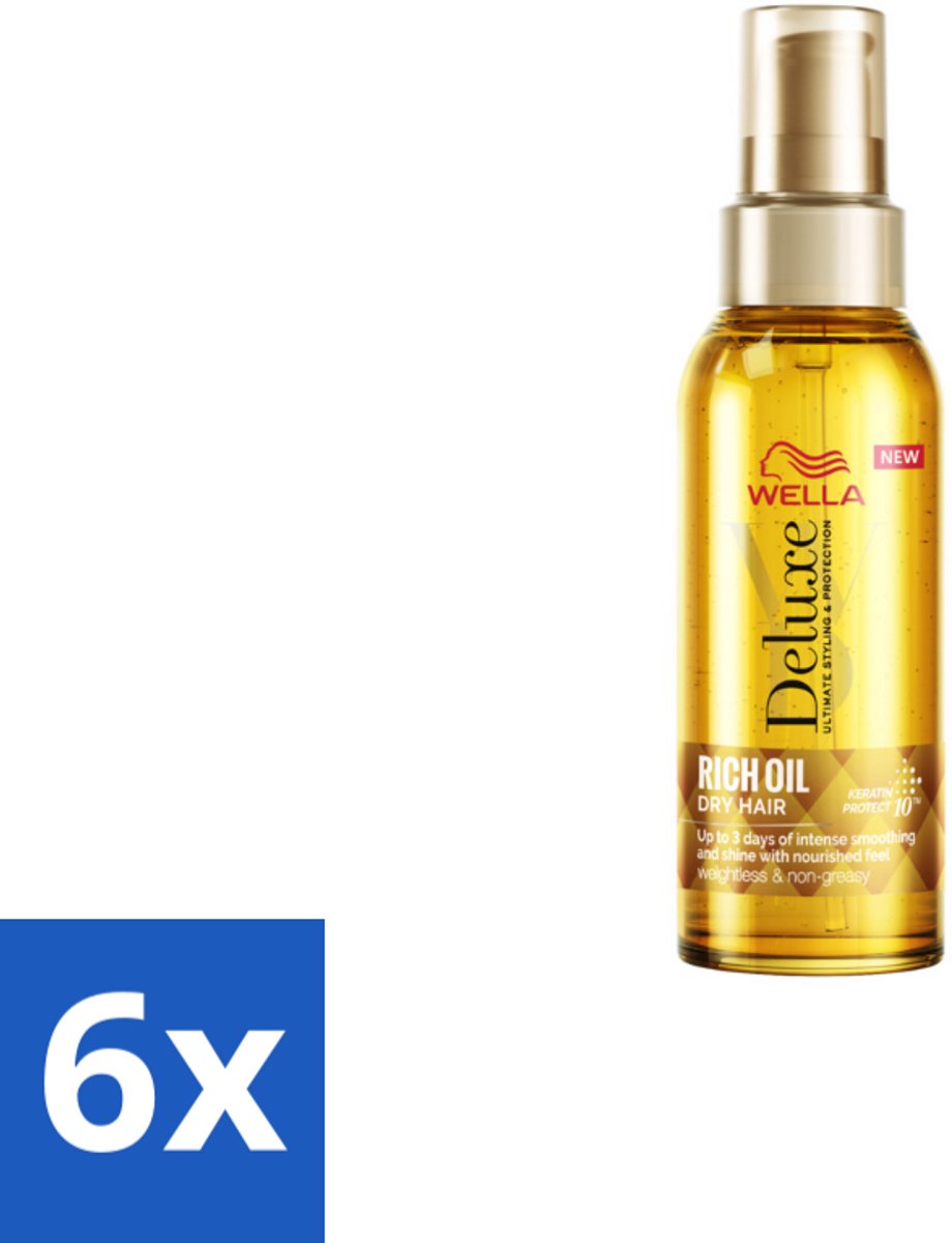 6 x Wella – Deluxe Oil Rich – Haarolie – 100 ml - Haarolie - Glans - Voeding - Droog Haar - Beschadigd Haar