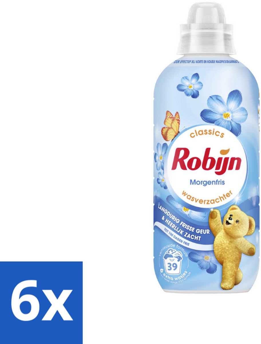 6 x Robijn – Wasverzachter – Morgenfris – 780 ml - Wasverzachter - Wasgeur - Kleding Verzachter - Frisse Geur - Slijtage Verminderen