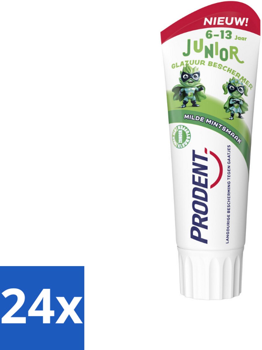 24 x Prodent – Tandpasta Glazuurbeschermer – Kids 6+ – 75 ml - Glazuurbeschermende Tandpasta - Kindertandpasta - Gaatjespreventie - Fluoride - Wisselgebit
