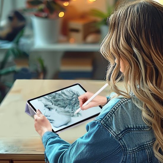 Triple Beschermhoes voor 13 Inch iPad Air M4/M3/M2 (2026/2025/2024), Dunne en Lichte Smart Cover met Heldere Matte Achterkant in Lilac, Ideaal voor Bescherming en Stijl — afbeelding 4