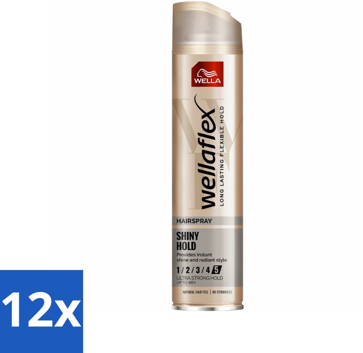 12 x Wella – Flex Shine Ultra Strong – Haarspray – 250 ml - Haarspray - Glans - Fixatie - Haarverzorging - UV Bescherming
