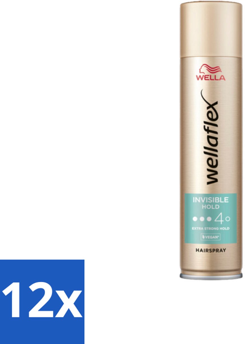 12 x Wella – Flex Invisible Hold – Haarspray Extra Strong – 250 ml - Haarspray - Flexibele Fixatie - Natuurlijke Look - Extra Sterke Hold - Macadamia-olie