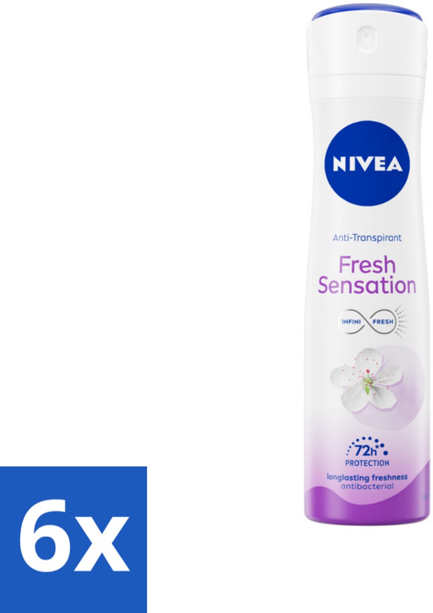 6 x NIVEA – Deodorant Spray – Fresh Sensation – 150 ml - 72 Uur Bescherming - Zweetbescherming - Geurvermindering - INFINIFRESH - Frisse Geur