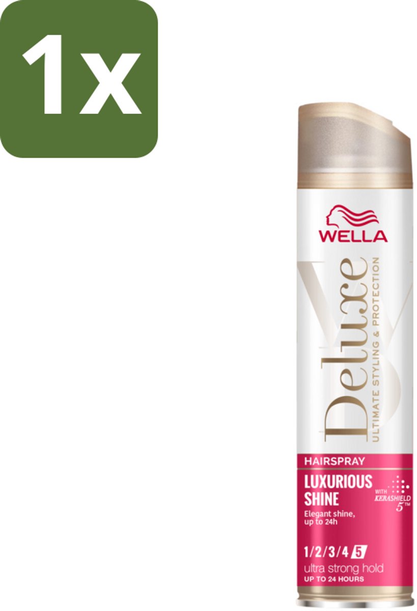 1 x Wella – Deluxe Luxurious Shine – Haarspray – 250 ml - Haarspray - Glans - UV Bescherming - Anti-pluis - Hittebescherming
