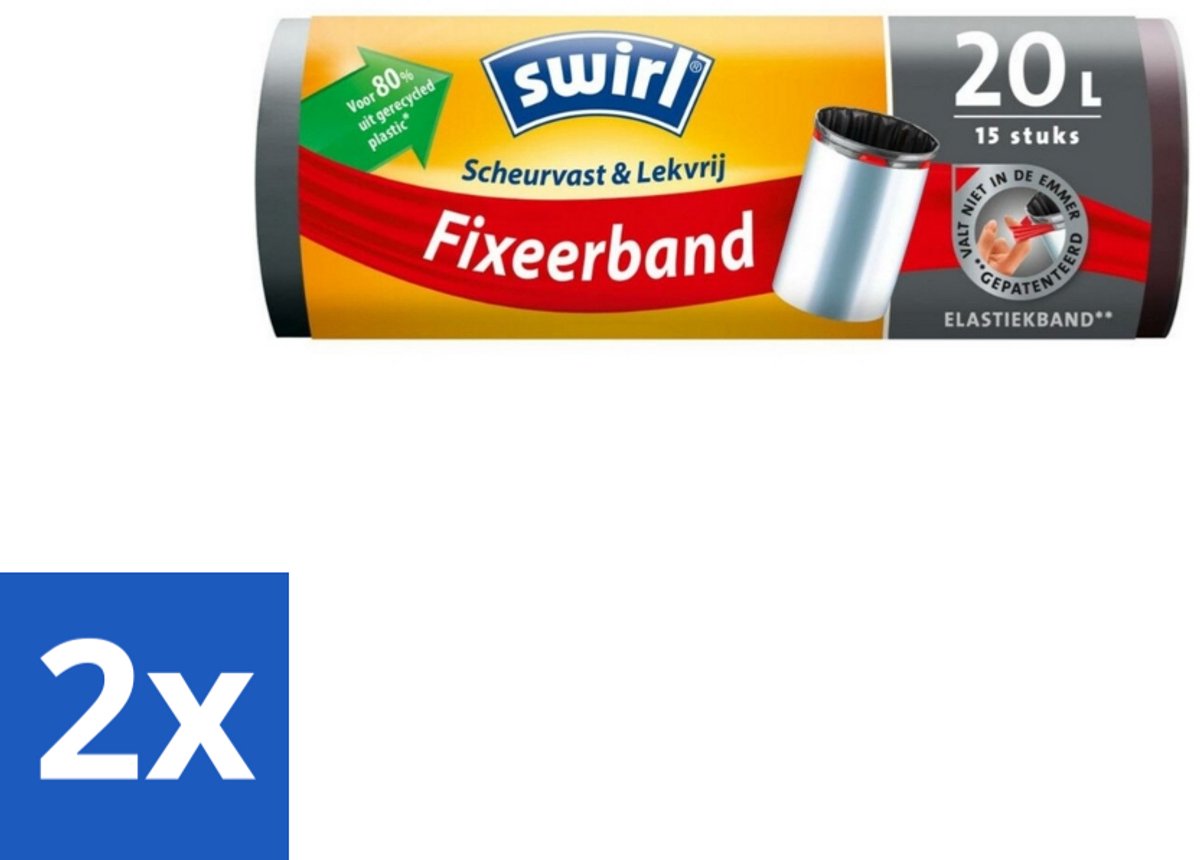 2 x Swirl – Pedaalemmerzakken – 20 L – Fixeerband – 15 zakken - Emmerzak - Emmerzak 20 L - Emmerzak Met Fixeerband - Emmerzak Met Elastische Band - Emmerzak Waterdicht