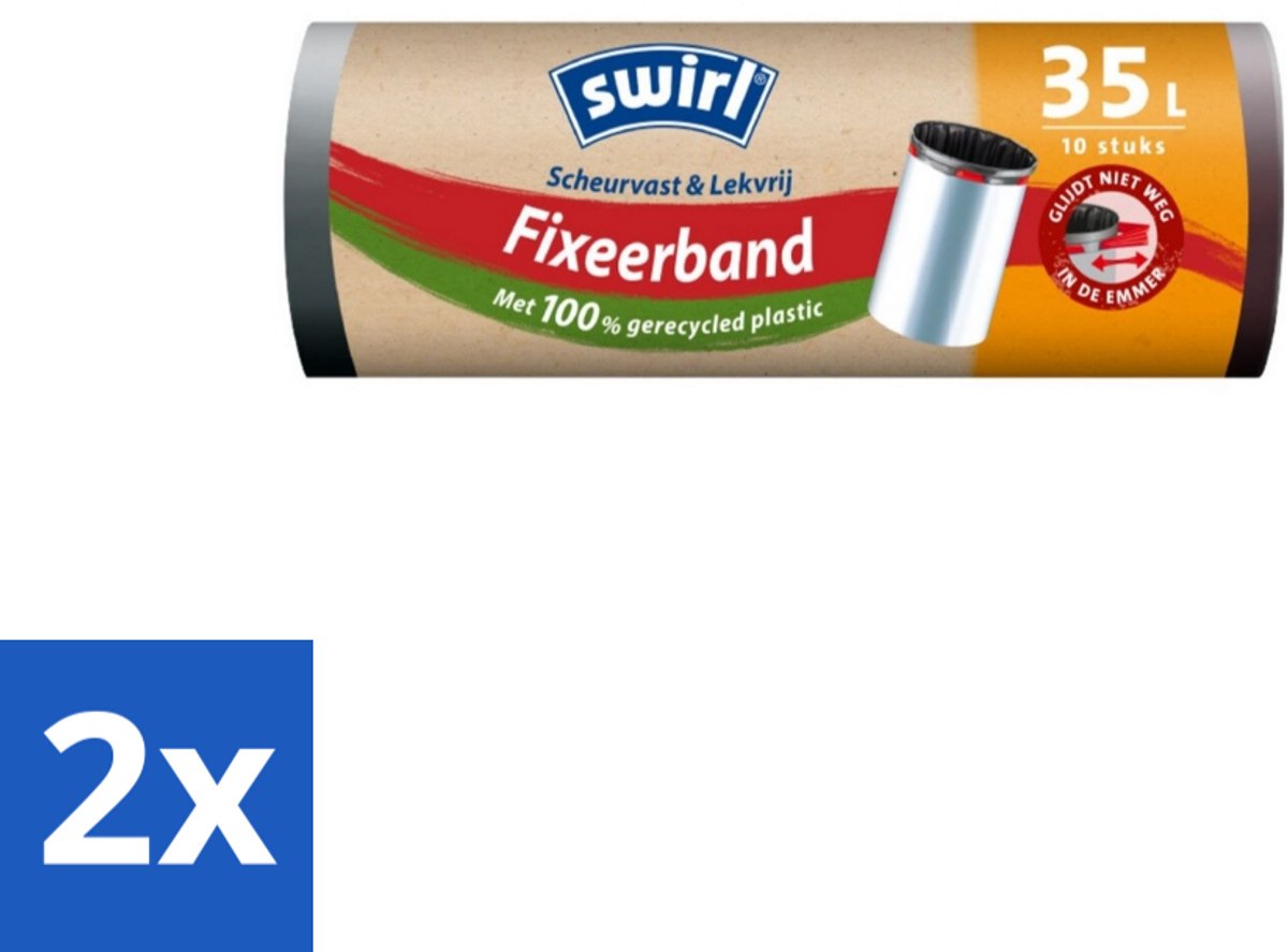 2 x Swirl – Pedaalemmerzakken – 35 L – Fixeerband – 10 zakken - Emmerzak - Emmerzak 35 L - Emmerzak Elastische Band - Emmerzak Waterdicht - Emmerzak Scheurvast