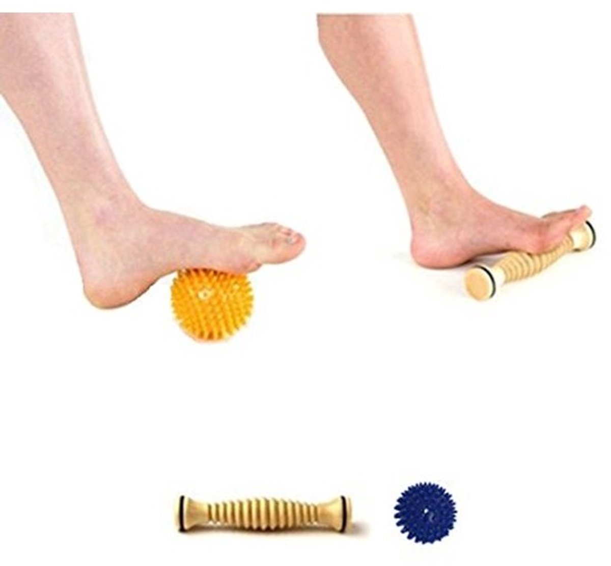 Voetmassagerol voor diepe reflexzonemassage met houten bal