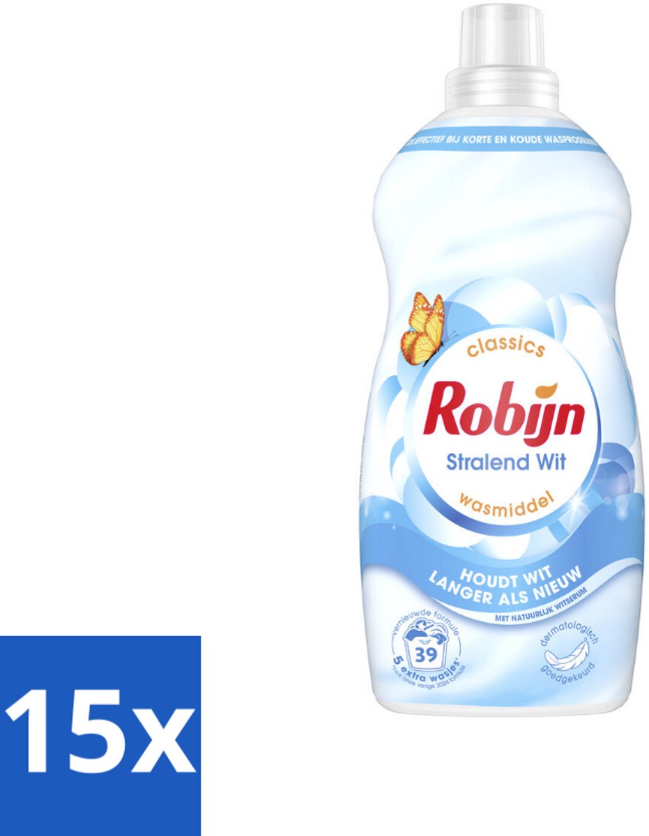 15 x Robijn – Vloeibaar Wasmiddel – Klein & Krachtig Stralend Wit – 1,19 L - Koffiezetapparaat