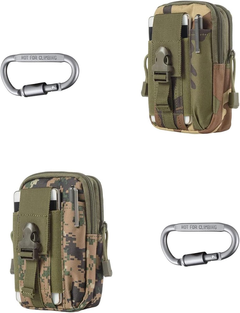 Set van 2 veelzijdige tactische militaire tassen, praktische etui en riemtas voor vissen, outdoor activiteiten en fietsen