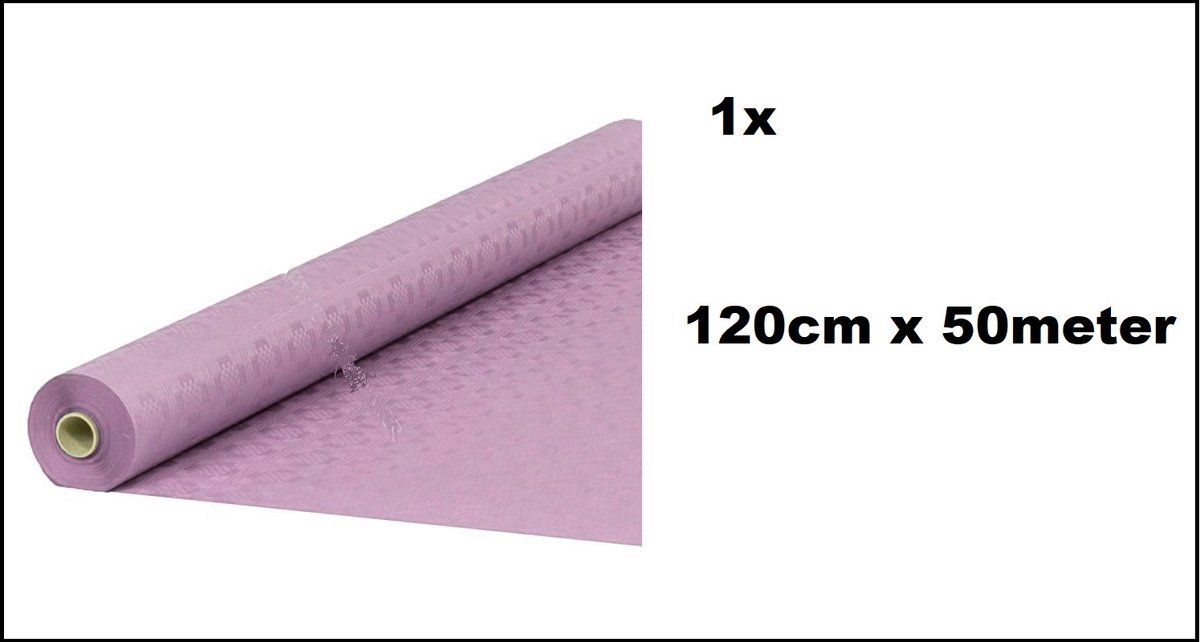 1x Luxe Tafel kleed op rol lila 120cm x 50meter - Papier - Zelf op maat te knippen - Kerst Tafelkleed op rol tafel dekken rol gala huwelijk thema feest kerst festival restaurant food