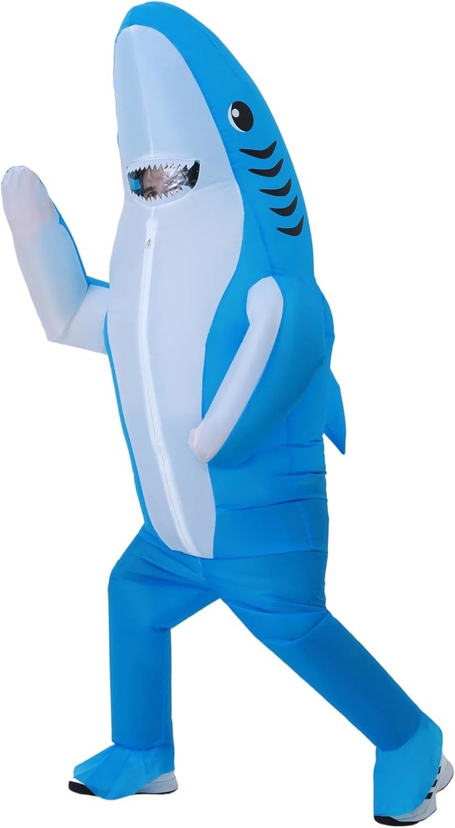 Opblaasbaar Haai Kostuum voor Volwassenen - Volledig Lichaam Kostuum voor Halloween, Carnaval en Feestjes, Grappige Outfit voor Mannen en Vrouwen