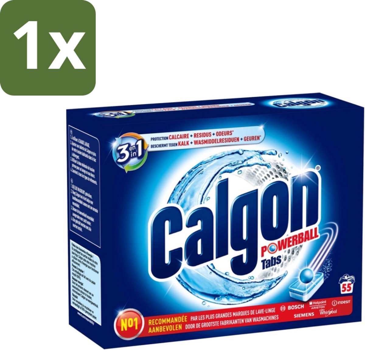Calgon - Wasmachinereiniger - Tegen Kalkaanslag / Wasmiddelresten / Geuren - 55 Tabletten - 1 stuk