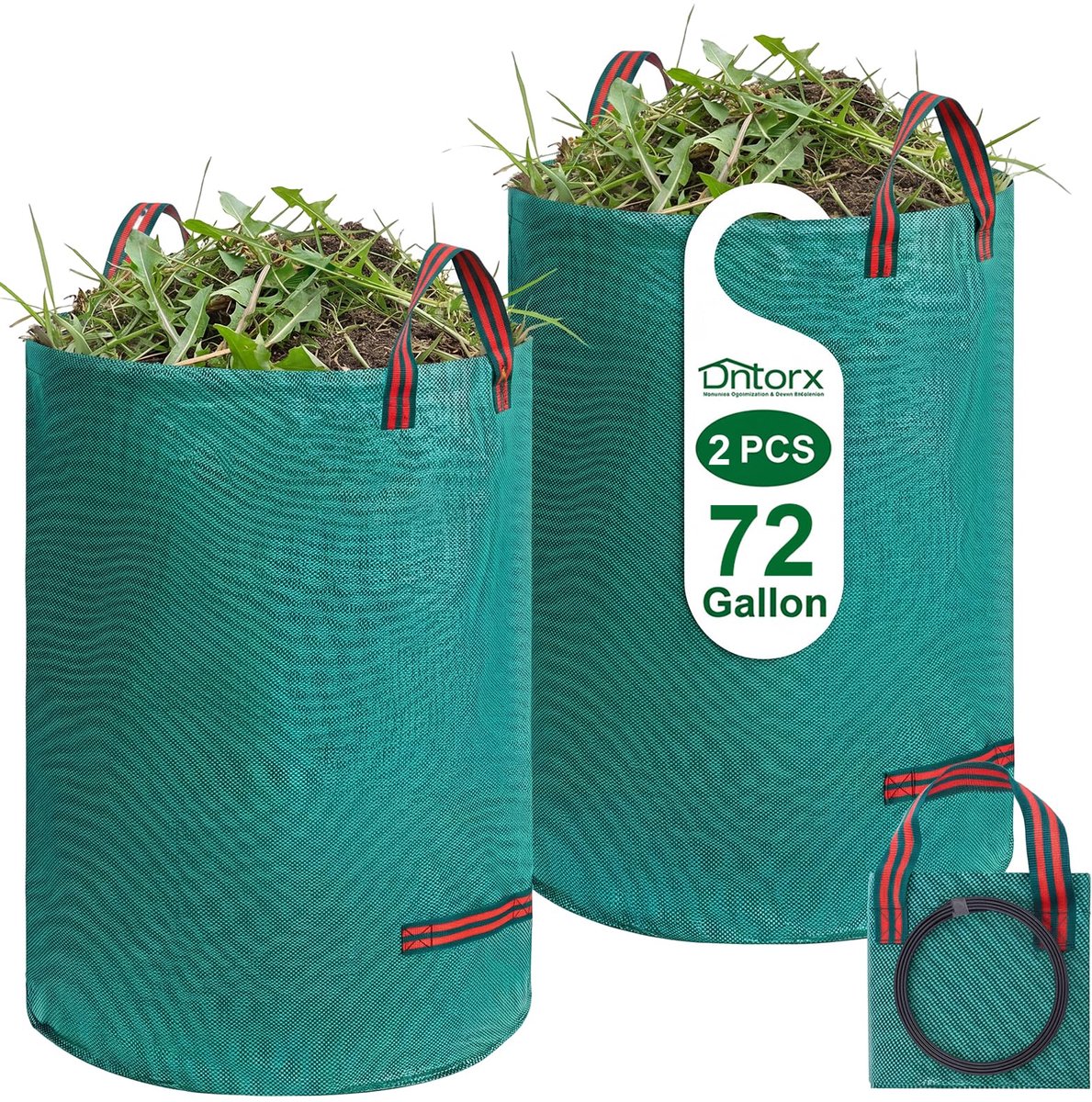 2 stuks 272L grote tuintas met handgrepen, zware tuinafvalzakken, herbruikbare groene zakken voor het verzamelen van - ShopVlot