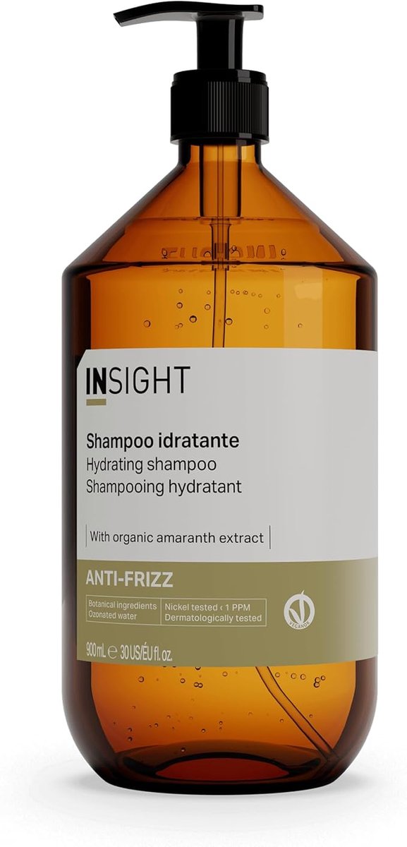 Insight Anti-Frizz Hydraterende Shampoo 900 ml - Vochtinbrengende Anti-Pluis Shampoo - Intensief Hydraterend - Met Biologische Plantaardige Extracten - Zonder SLS Parabenen En Siliconen - Voor Pluizig En Onhandelbaar Haar