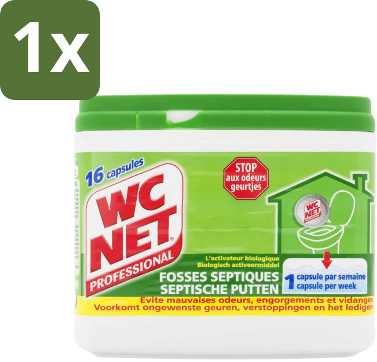 WC Net - Ontstopper - Voorkomt Ongewenste Geuren - 16 Capsules - 1 stuk
