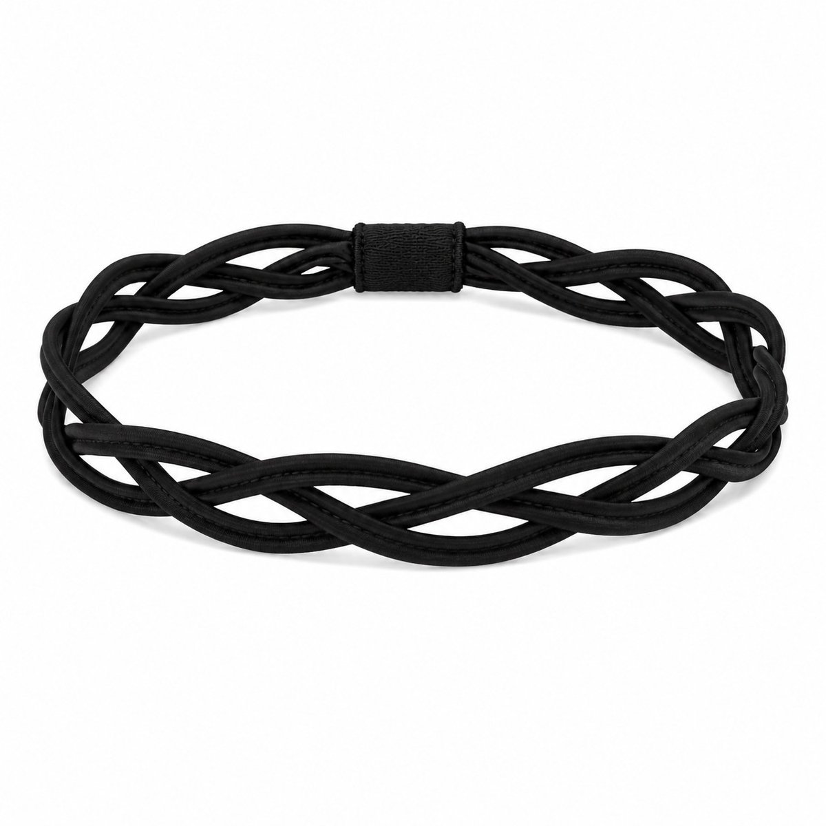 Haarsoires Haarband Sport 3cm - Gevlochten Jersey - Zwart - Sporthaarband - Sportieve Hoofdband - voor Dames & Heren