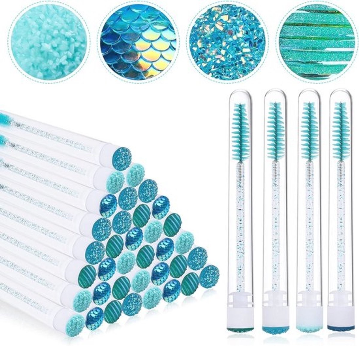 40 Stuks Mascaraborstels en Diamanten Wimperborstels voor Wimperverlenging - Make-up Set