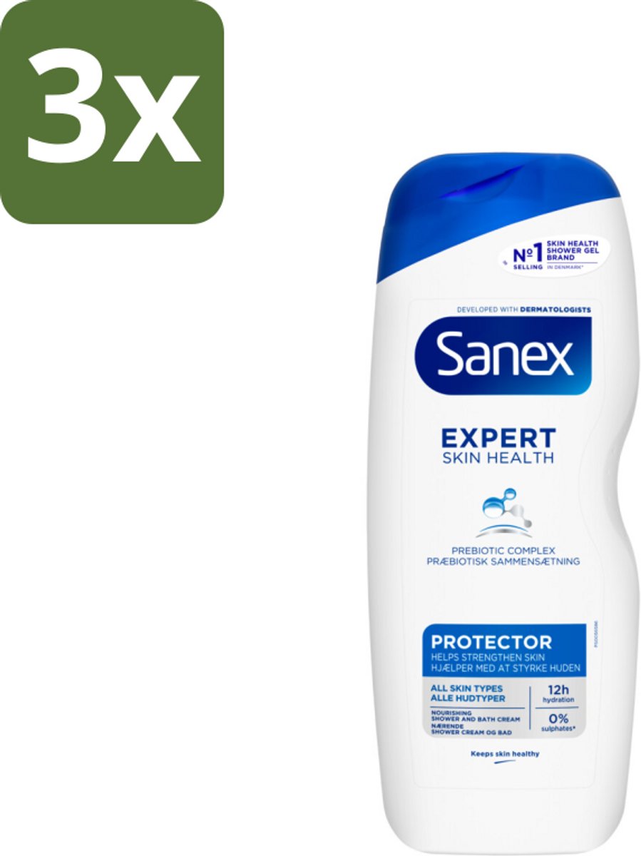 Sanex – Douchegel – Expert Skin Health Protector – 600 ml - Bulkverpakking - 3 stuks