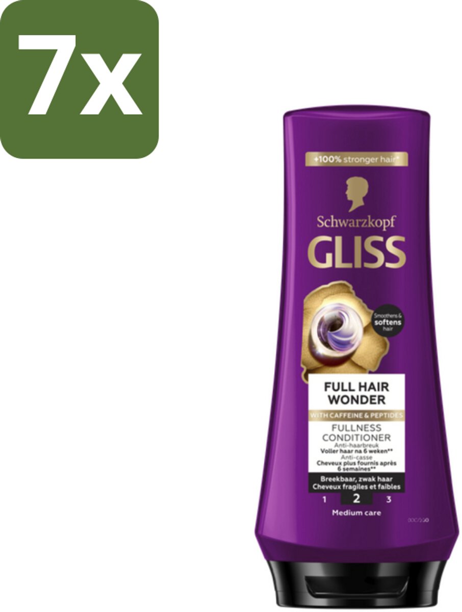 Gliss Conditioner Full Hair Wonder - 200 ml - Bulkverpakking - 7 stuks